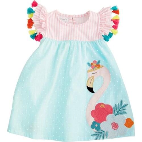 Summer Toddler Baby Kids Girls Flamingo Casual Dress Sundres Clothes Age 1-6T Newborn Baby Girl Clothes Cotton O-neck