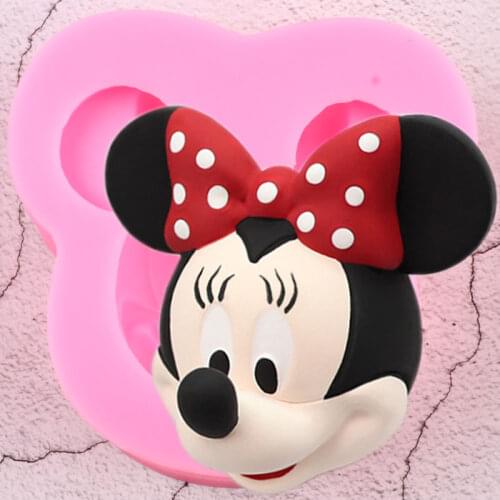 Disney Cartoon Minnie Head Silicone Mold Soap Resin Aromatherapy Candle Plaster Moulds Chocolate Fondant Cake Decorating Tools
