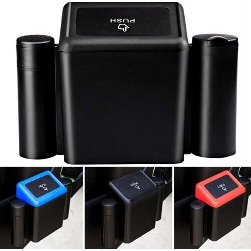 New Car Trash Bin Hanging Vehicle Garbage Dust Case Storage Box Black Abs Square Pressing Type Trash Can