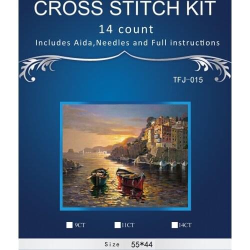 New Embroidery Counted Cross Stitch Kits Needlework Crafts 14 ct DMC DIY Arts Handmade Decor - boat 3