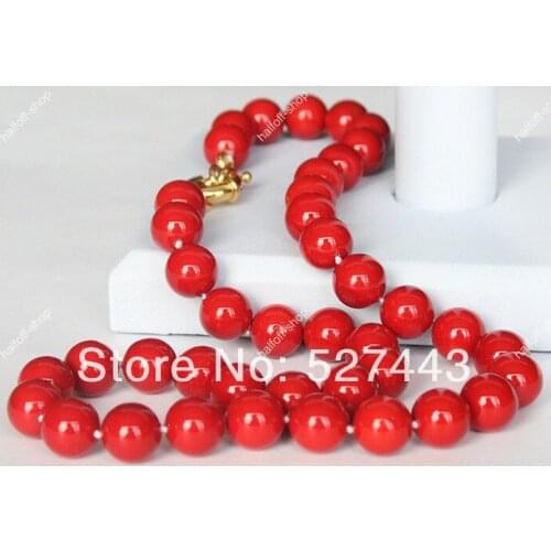 Wholesale free shipping Promotion Sale AAA 10mm Ladys South Sea red Shell Pearl Necklace 18