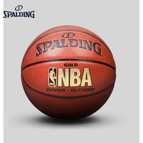 ORIGINAL Spalding NBA GOLDEN LOGO indoor outdoor basketball official size 7 PUmaterial training teaching mens match ball74-606Y