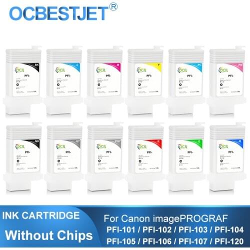 PFI-101 PFI-103 PFI101 PFI103 Refillable Ink Cartridge Without Chips For Canon iPF5000 iPF5100 iPF6100 iPF6200 Printer 130ML