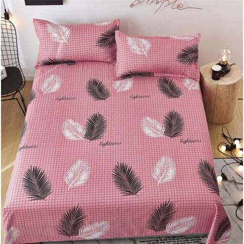 Nording Bedding Sheet Leaf Printed Bed Linen Sheet 230x250 Single Double Queen King Bedsheet 2pcs Pillowcase 1pc Flat Sheet Soft