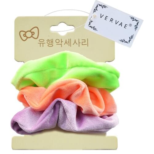3 Pcs Neon Scrunchie Pack for Girls Hair Accessories Women Elastic Hair Bands Cute Headwear Velvet Scrunchies 2020 VERVAE