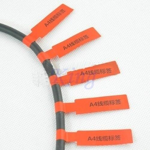 Network Cable Label Sticker A4 Sheet 84x26mm 900 Pieces P Shape Orange Color Waterproof Tearproof oilproof