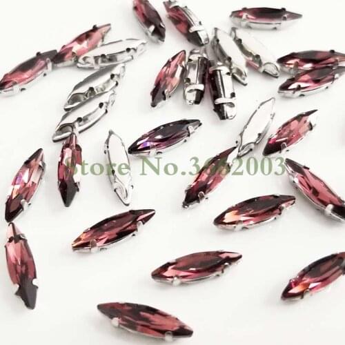 4x15mm 50pcs/pack Wine red Horse eye shape Glass Crystal sew on claw rhinestones,Diy Clothing accessories SWM41517
