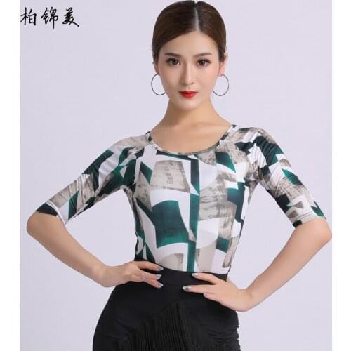Latin dance shirt female new adult costume performance national standard dance competition modern dance clothes dance practice d