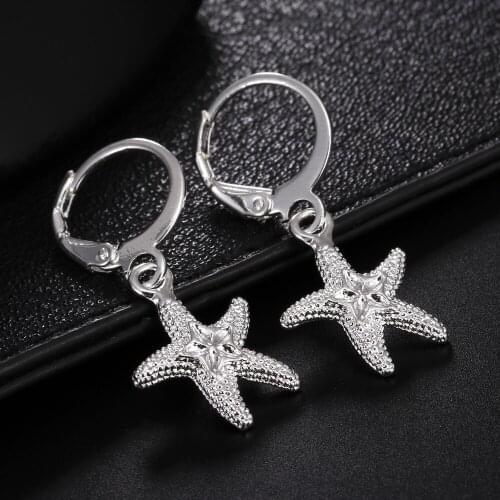 Hot new fashion 925 Sterling Silver Street starfish earrings for women Ear clip high quality party brands Jewelry Christmas Gift