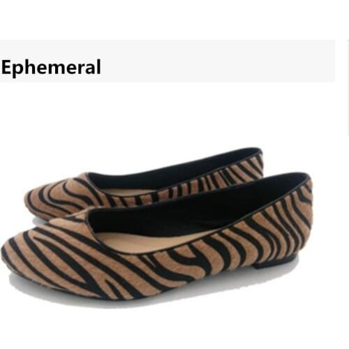 Ladies Flats Shoes Horse Hair New Arrivals 2018 Loafers Women Leopard Print Slip-ons Comfortable Pointed Toe Plus Size 45 46 44