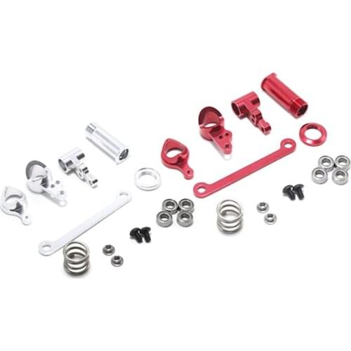 2 Set Steering Clutch Assembly Steering Servo Saver Complete Upgrade Parts for WLtoys 144001 1/14 RC Car, Silver & Red