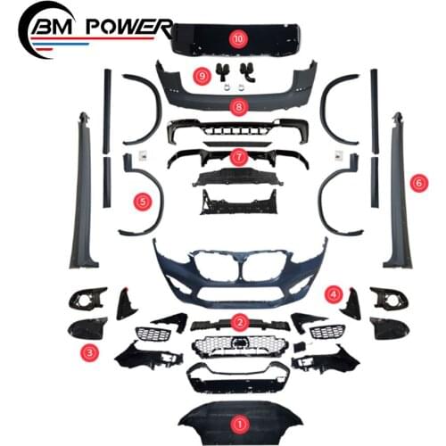 2021 New Style X3 Series G01 X3m Body Kit For G01 X3m Front Bumper Grille Over Fender Rear Bumper Roof Spoiler
