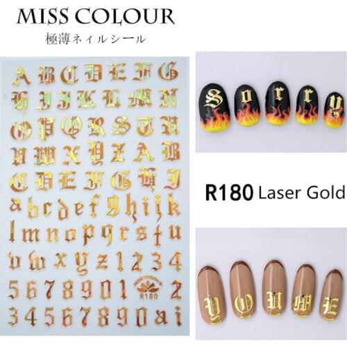 4sheet/lot Ultra Thin Gummed Black White Gold Silver Nail Art Supplies 3D Symbolic Number DIY Nail sticker Nails Accessories