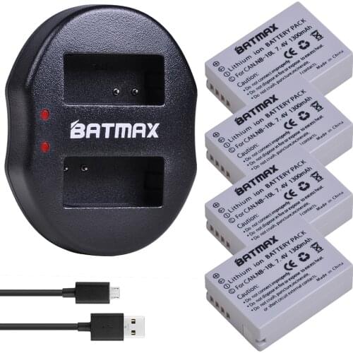 4 Pcs High- Capacity NB-10L NB 10L NB10L Camera Batteries & Daul Charger with USB Cable for Canon PowerShot SX40 HS SX40 z2