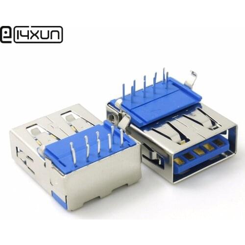 5pcs USB 3.0 Type A Female Plug jack USB-A 90 Degrees Gold Plated Pins AF Socket Connector Terminal