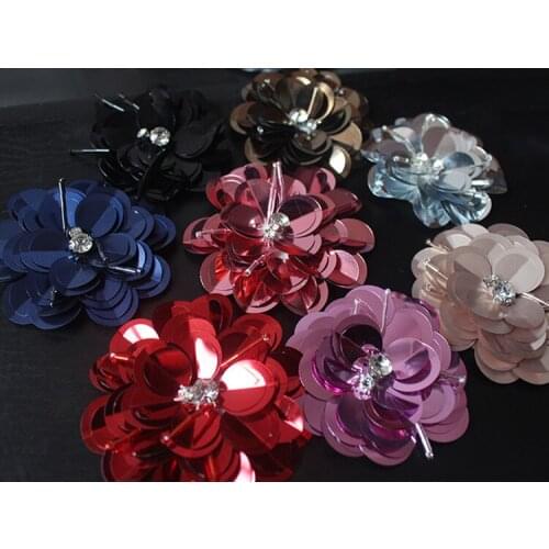 8pcs high-grade flower sequins beaded diamond pearl shoes/cloth decorative accessories beaded applique patches for clothing