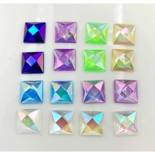 Wholesale 600pcs 10mm Crystal AB Square Rhinestone Applique Flatback Decoration Crystal Stones Non Sewing Strass Diamond -HE76