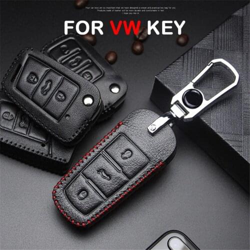 Car Logo Keyring Leather Anti-dust Car Key Case For VW Volkswagen Polo Golf 4 5 6 Passat B6 Beetle Tiguan Keychain Key Cover