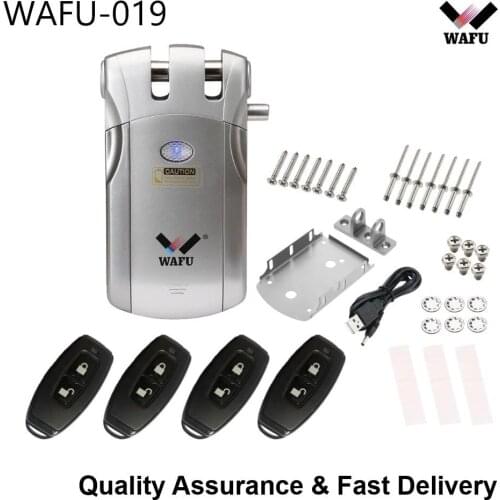 Wafu 019 Wireless wifi Smart Lock Remote Control BT Electronic Keyless Door Invisible Lock 433MHz Phone Control Fingerprint Lock