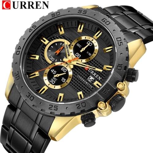 Curren Watch Men 2019 Luxury Brand Fashion Chronograph Wristwatches Stainless Steel Male Clock Mens Date Sport Watches Men 2018