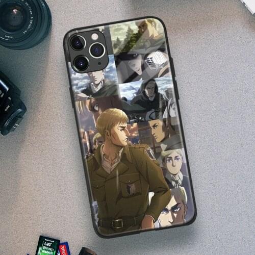 Erwin Smith Attack on Titan anime Soft TPU Glass Phone Case for IPhone SE 6s 7 8 Plus X Xr Xs 11 12 Mini Pro Max Samsung