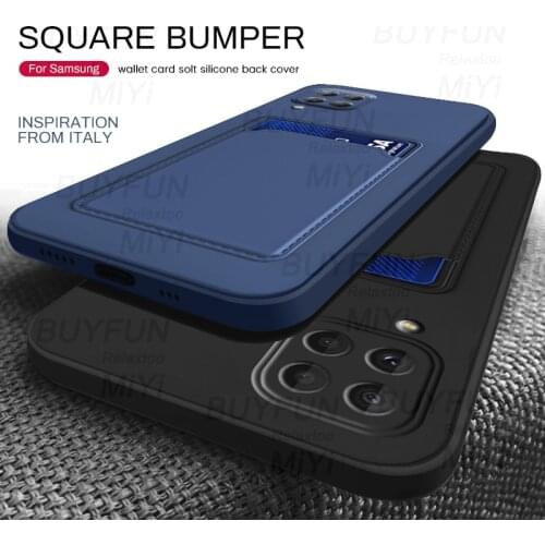 Card slot wallet soft square bumper silicone camera protection case for samsung galaxy a72 a52 a42 a32 a22 a12 a02 coque fundas