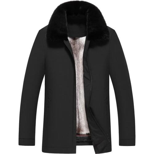 Businessman Formal Slim Real Mink Fur Lined Nick Garments Winter Warm Natural Fur Coats