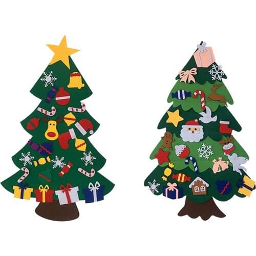 Children DIY Christmas Tree with Felt Three-dimensional Decoration Wall Hanging Manual Puzzle Tool 2021 New Year Xmas Decor
