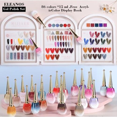 Eleanos New 86 Fashion Color 15ml Gel Polish Enamel Varnish Nail Gel For Nail Salon Art Design Whole Set Nail Gel Lacquer Kit