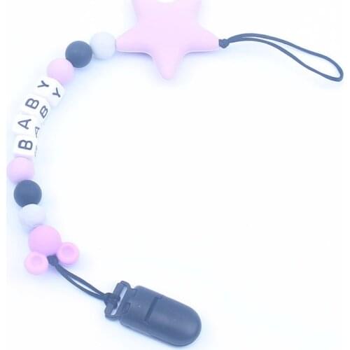 Customized Name Baby Dummy Clips DIY Silicone Soother Holder BPA Free Infant Attache BPA Free Baby Pacifier Holder Chain
