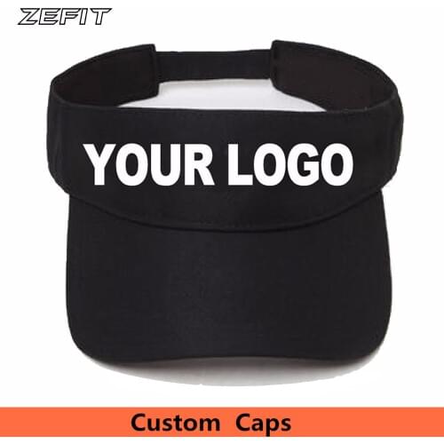 Custom Free Embroidery Print LOGO Women Mens Tennis Cap Summer Sun Visor Hats For Male Female Cap Adjustable Hat Solid Colo