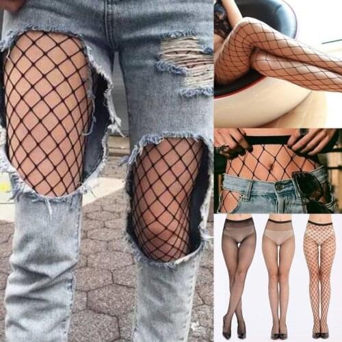 Womens Hollow Net Body Stockings Sexy Pantyhose Black White LadyTights Fishnet Nightclub Party Underwear Ripped Socks ins tide