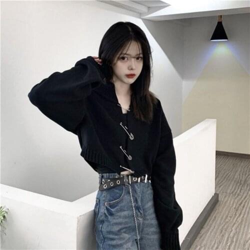 Korean Style 2021 New Design Sense Dark Loose Student Short Online Celebrity Sweater Coat Women 's Clothing