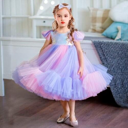 Christmas Halloween Kids Dresses For Girls Evening Party Elegant Sequins Princess Dress Flowers Girl Wedding Dress Lace Vestido