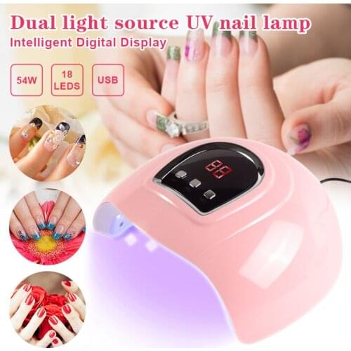 54W 18LEDs UV LED Nail Lamp Digital Display Fast Nail Dryer Nail Light for Fingernail Toenail Gel Polish Makeup NE
