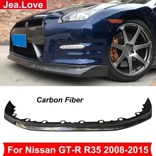Real Carbon Fiber Material Front Bumper Lip Chin Front Shovel Car Tuning Exterior Decoration For Nissan GT-R R35 2008-2015