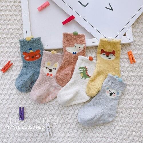 Newborn Socks Cute Cartoon Embroidery Baby Socks Dispensing Glue Non-Slip Boy Girl Baby Socks Floor Socks Kids Socks