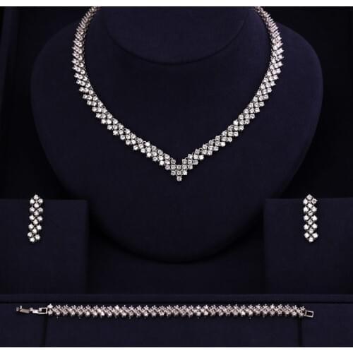 Newest Luxury Sparking Brilliant Cubic Zircon Drop Earrings Necklace Heavy Dinner Jewelry Sst Wedding Bridal Dress Accessories