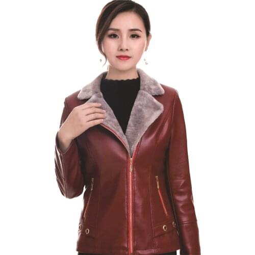2020 New Autumn / Winter Coat Plus Velvet Thickened Warm Coat Jacket High Quality PU Leather Jacket Motorcycle Jacket Women Coat