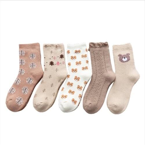 New Style Long Socks Women Winter Tube Socks Plus Velvet Thickened Cartoon Warm Autumn and Winter Terry Towel Socks Thick Socks