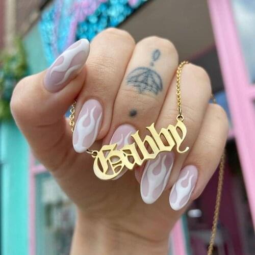 Personalized Nameplate Choker Necklace Women Girls Old English style collares Mujer Custom Name Necklaces Pendents Boho Jewelry