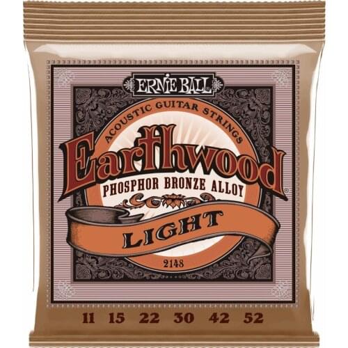 Ernie Ball 2148 Earthwood Phosphor Bronze Light Acoustic Guitar Strings 011-052