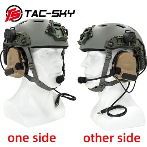 TAC-SKY Tactical Helmet ARC Track Bracket Version Comtac II Silicone Headset Tactical Hearing Protection Hunting Headset DE