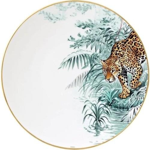 Ink Parrot Bone China Plate Ceramic Tableware Home Kitchen Tableware Western Food Plate