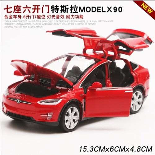 Tesla modelx90 car model 1:32 simulation alloy car model return force car car childrens new year adult gift red car