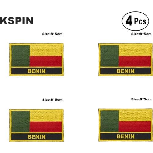 Benin Rectangular Shape Flag Iron on Saw on Patches Embroidered Flag Patches National Flag Patches for Clothing DIY Decoration