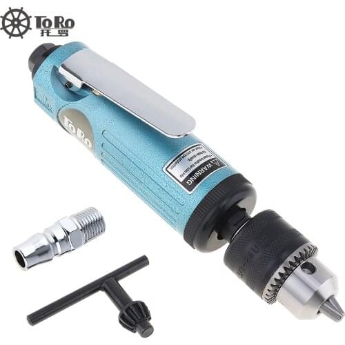 TORO TR-5200 22000RPM High Speed Straight Pneumatic Drill Machine with 1.5-10mm Chuck Wrench for Hole Drilling Grinding