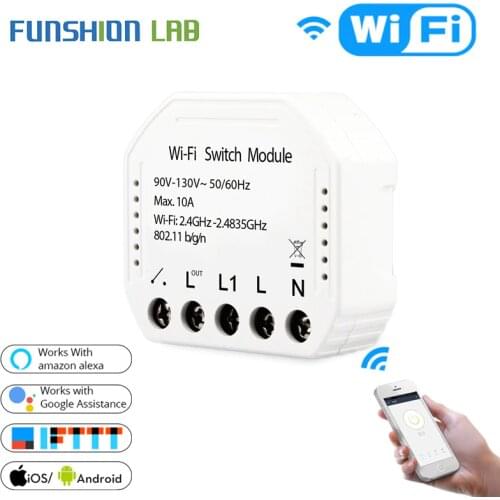 90V-130V Wifi Smart Light Switch Diy Breaker Module Smart Life/Tuya APP Remote Control,Works with Alexa Echo Google Home 2 Way