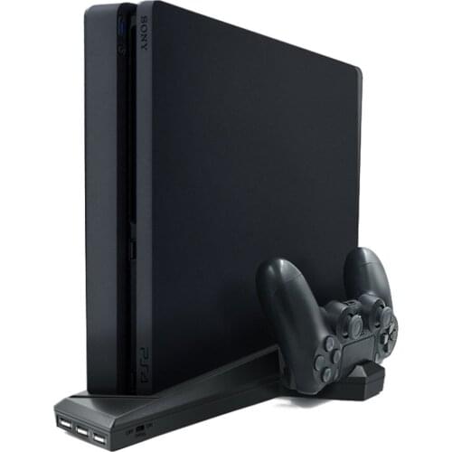 For PS4/PS4 Slim Vertical Stand with Cooling Fan Dual Controller Charger Charging Station For SONY Playstation
