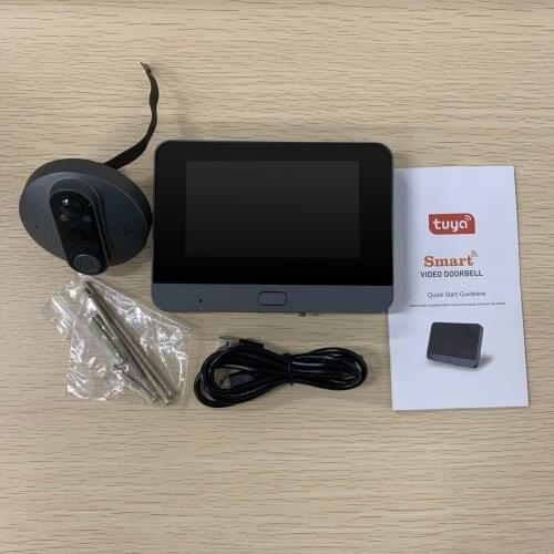 GeniuspyTuya Doorbell Peephole Door Camera Wifi Doorbell Video Intercom 4.3" LCD Motion Detection Video-eye Viewer Wireless Ring
